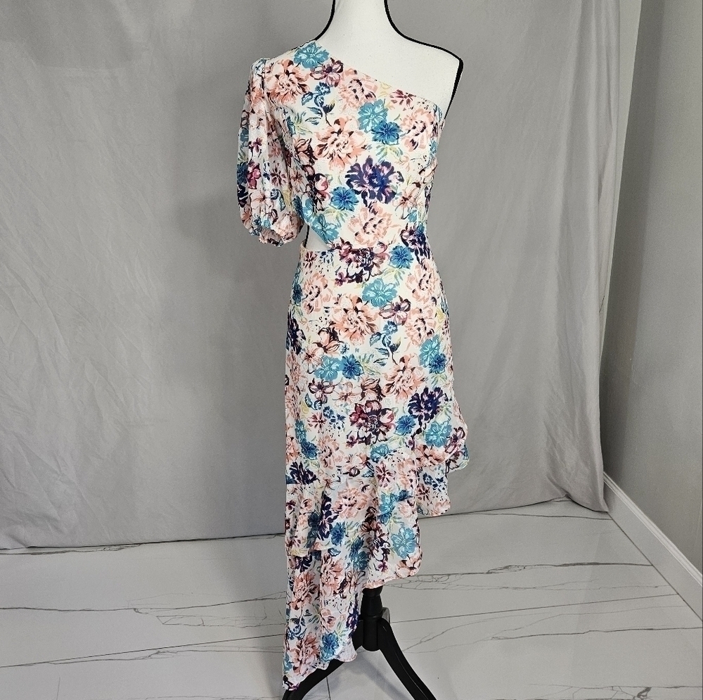 NWT✨️BCBGMAXAZRIA Women' Special Events| Fleur Asymmetrical Dress Gardenia Sz 12 - Picture 3 of 16